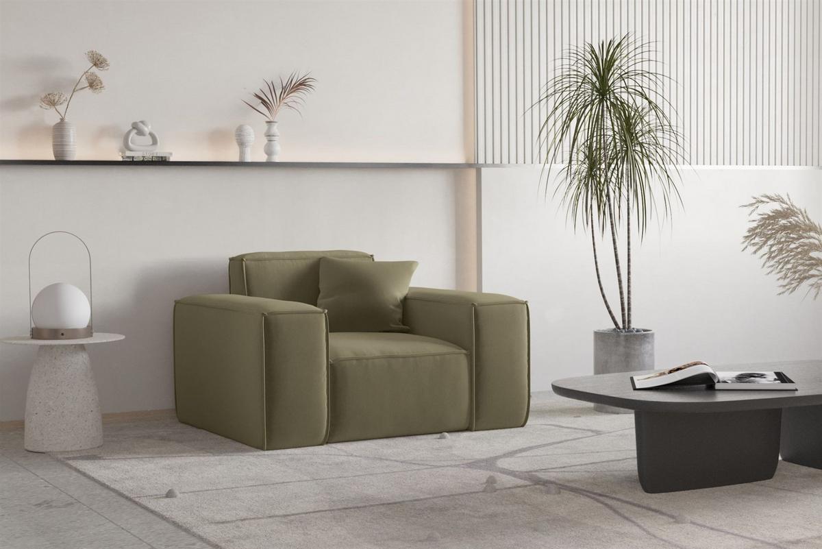 SESSEL Celes Premium Opera Velvet - Olivgrün, Holzwerkstoff/Textil (121/73/88cm) - Fun Möbel