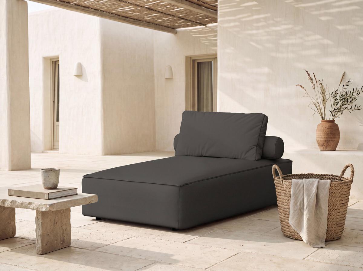 GARTENLIEGE Lorento Outdoor Polster-Relaxliege, Dunkelgrau Kunstleder 92/73/195 cm - Dunkelgrau, Textil (92/73/195cm) - WFL GROUP
