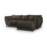 ECKSOFA VESTANO R-S Braun Velours-Stoff mit Schlaffunktion - Braun, Holz (287/182cm) - MASSENO