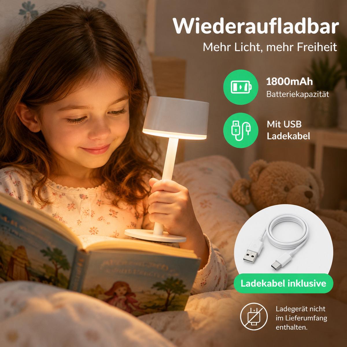 LED TISCHLAMPE Throvix 7.5/7.5/19.4 CM - Weiß, Kunststoff/Metall (7.5/7.5/19.4cm) - ZMH
