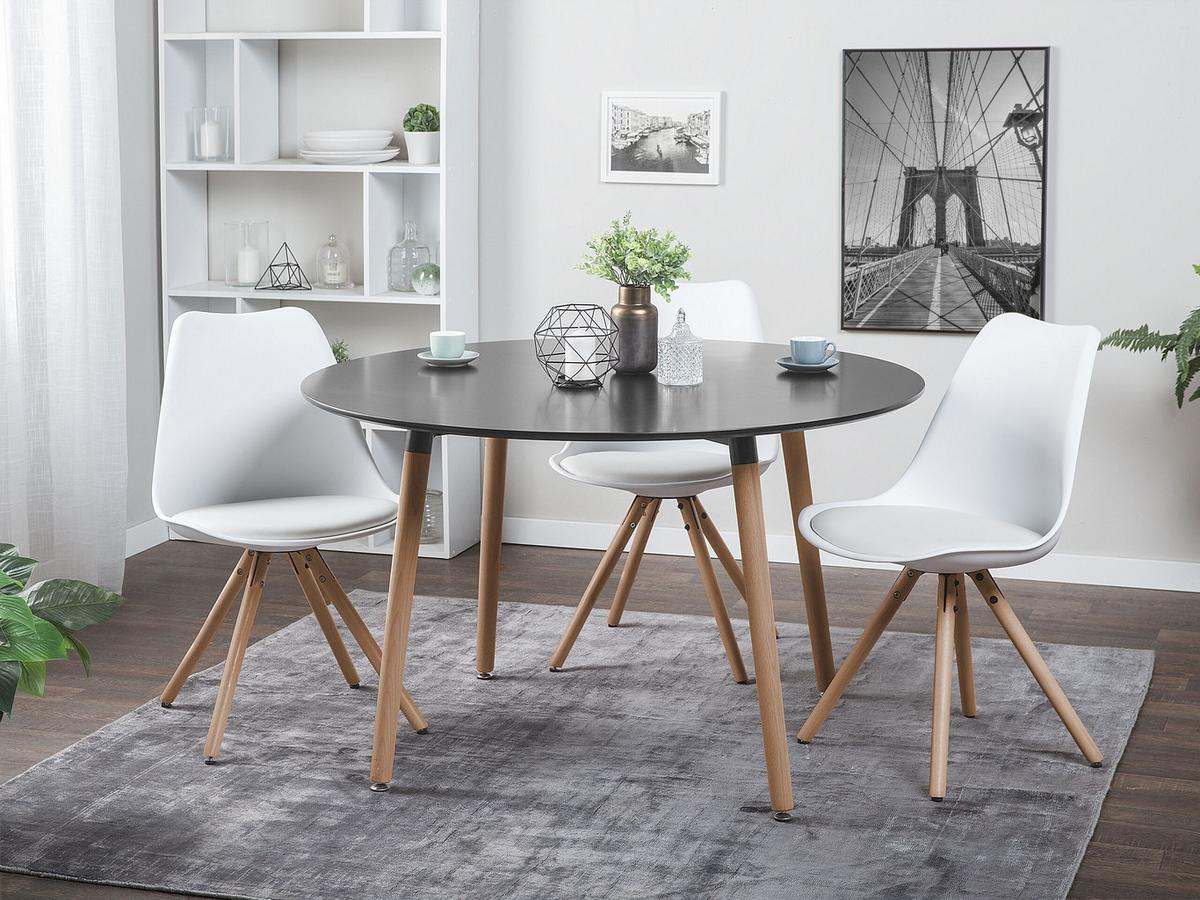 ESSTISCH 120/120/74 cm Schwarz, Hellbraun Rund Bovio - Schwarz, Holzwerkstoff (120/120/74cm) - Beliani