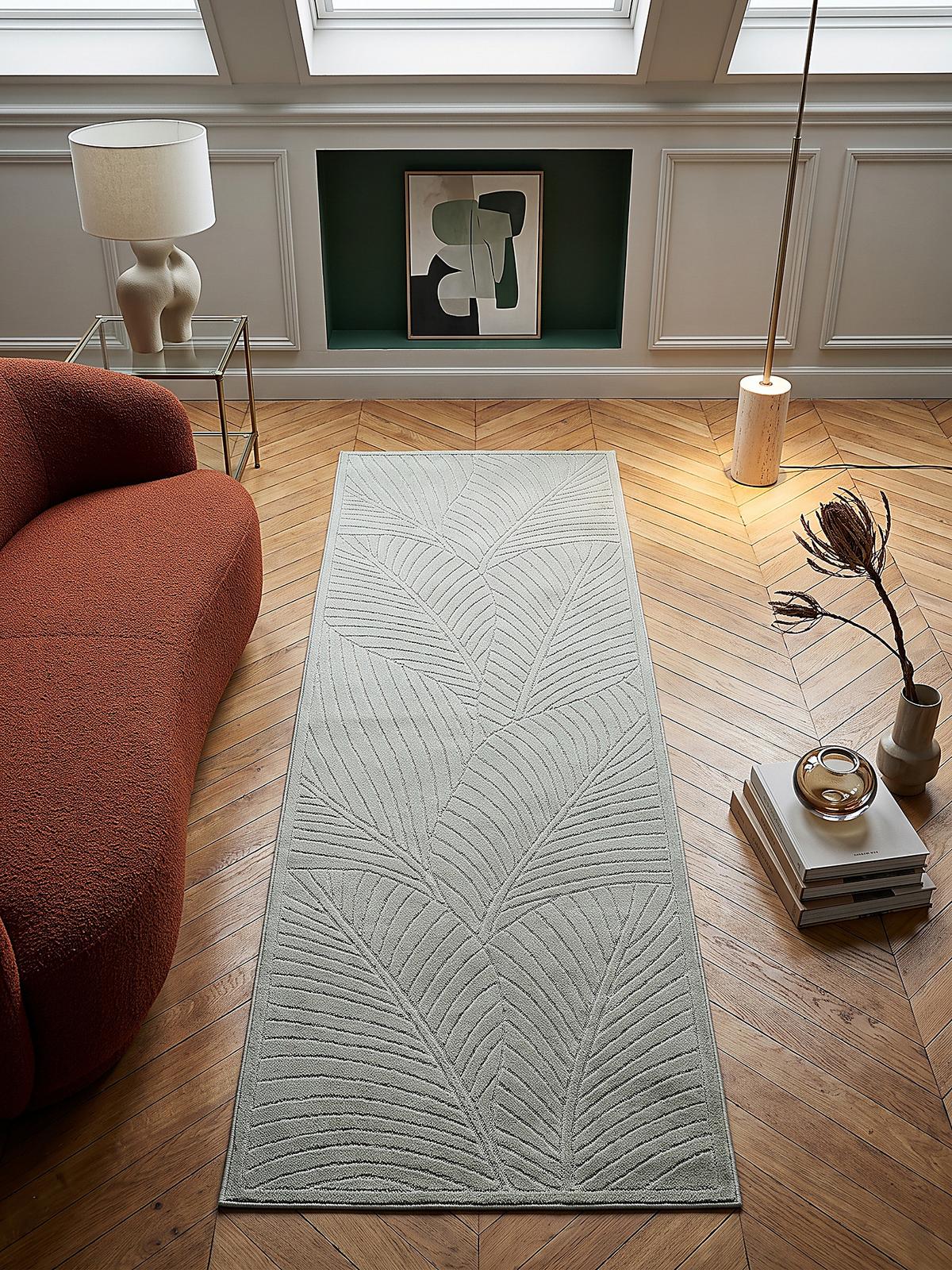 LÄUFER Outdoor, Fußbodenheizung-geeignet, mit Blattmotiv, ENGADIN in Salbeigrün, 80 x 150 cm - Grün, Textil (80/150cm) - KADIMA DESIGN