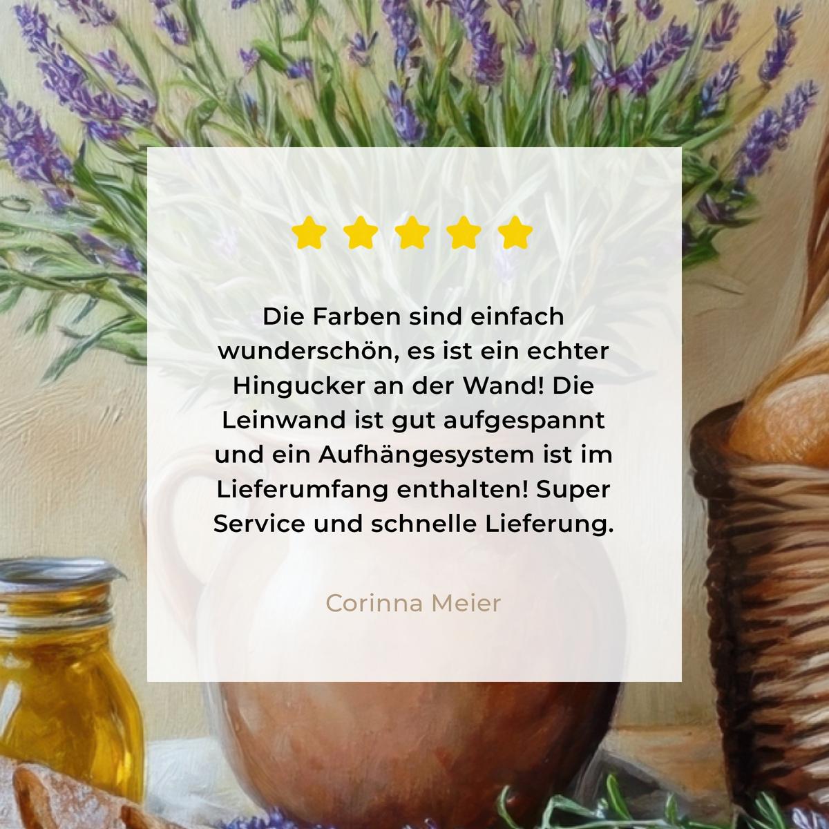 LEINWANDBILD Lavendel - Brot - Stilleben Wandbild 40x30 cm - Flieder, Textil (40/30cm) - MuchoWow