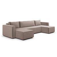 PANORAMASOFA Ezekiel 5 Sitzplätze Taupe - Taupe, Holz (309/73/145cm) - Petits-meubles