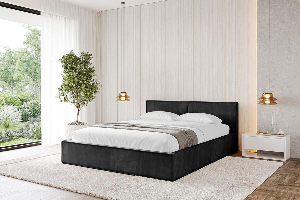 POLSTERBETT mit Bettkasten und Lattenrost, Boxbett ohne Matratze - TIVON-V1 180x200 Schwarz - Schwarz, Holzwerkstoff/Textil (180/200cm) - ALTDECOR