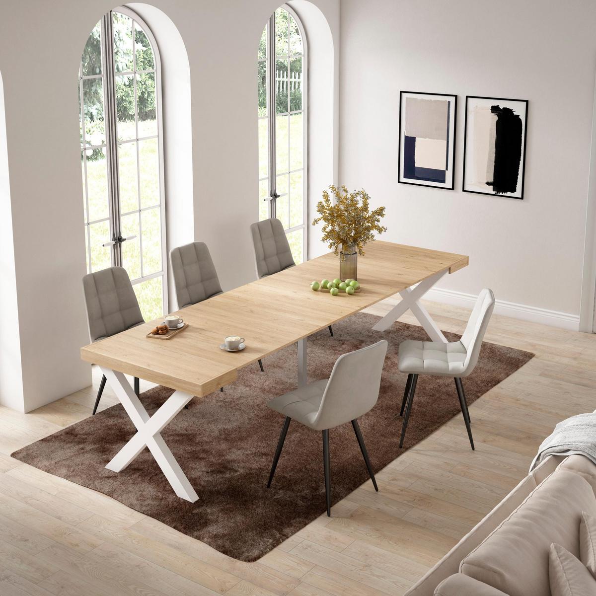 ESSTISCH ausziehbar 58 bis 302cm, für 14 Gäste, eiche, 58/90/73cm - Eichefarben, Holzwerkstoff (90/302/73cm) - Skraut Home