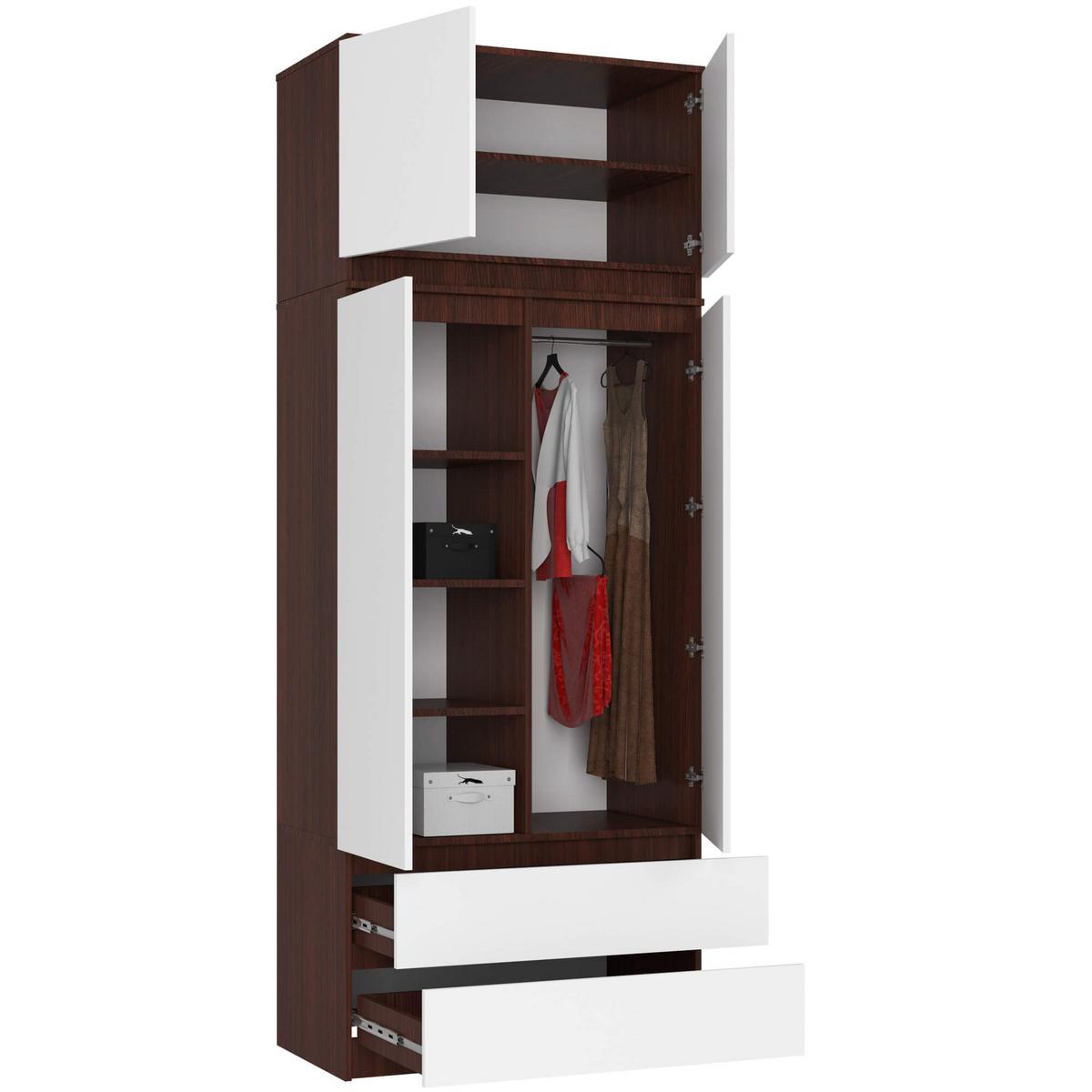 KLEIDERSCHRANK Dunkelbraun, Weiß 234/90/51 - Dunkelbraun/Weiß, Holzwerkstoff (90/234/51cm) - RAUMHIRSCH FURNITURE