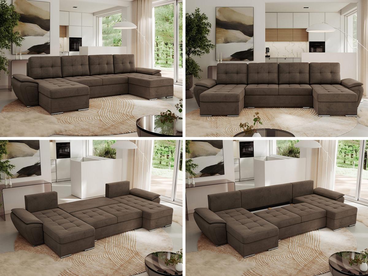 WOHNLANDSCHAFT UMBRIA U Braun Velvet - Braun/Grau, Textil/Metall (336/85/157cm) - MKS