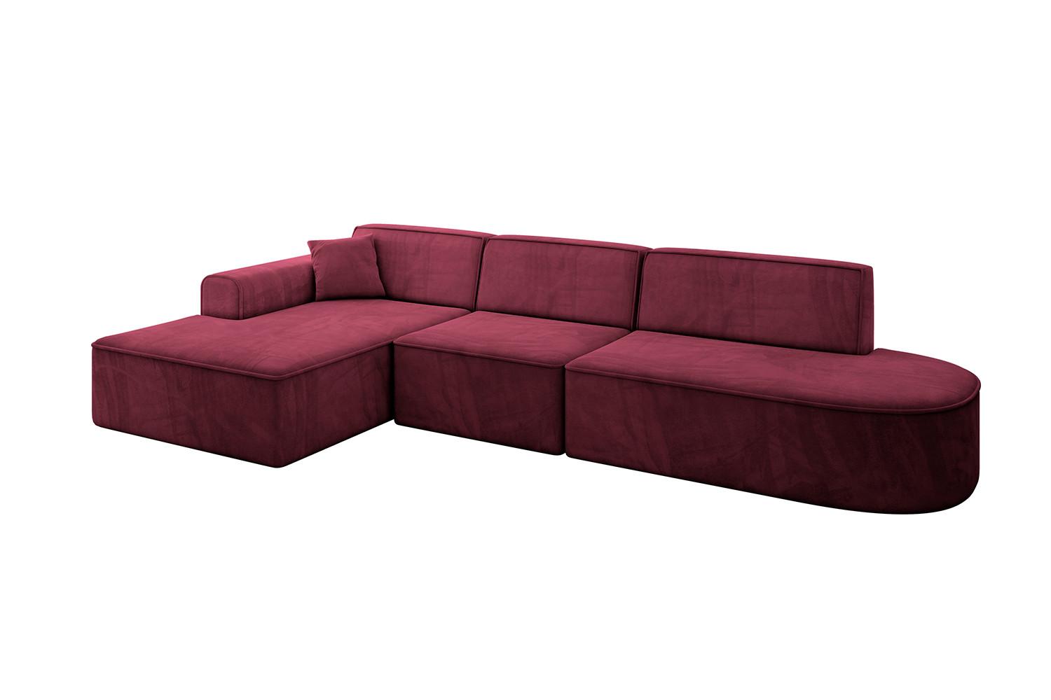 ECKSOFA Ottomane Links IREA-L2-v3 - 327x165x77 cm Bordeauxrot - Bordeaux, Holzwerkstoff/Textil (327/165cm) - ALTDECOR