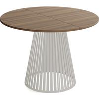 ESSTISCH Naro rund ausziehbar mit Lamellen-Metallgestell in Grau-Beige, Walnuss Braun 100-180/100/76 cm - Kaschmir/Walnussfarben, Holzwerkstoff/Metall (100/176/76cm) - WFL GROUP