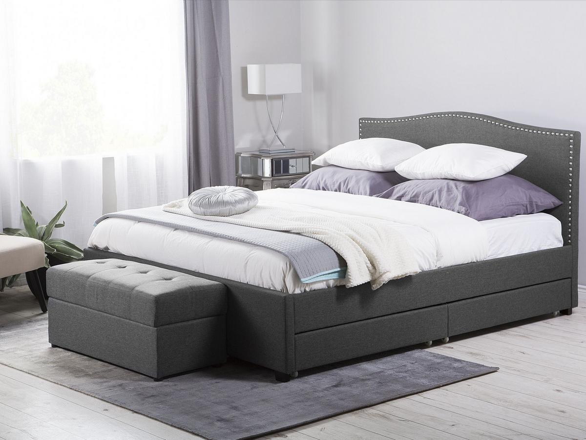 POLSTERBETT 160/200cm Dunkelgrau Montpellier - Dunkelgrau, Textil (160/200cm) - Beliani