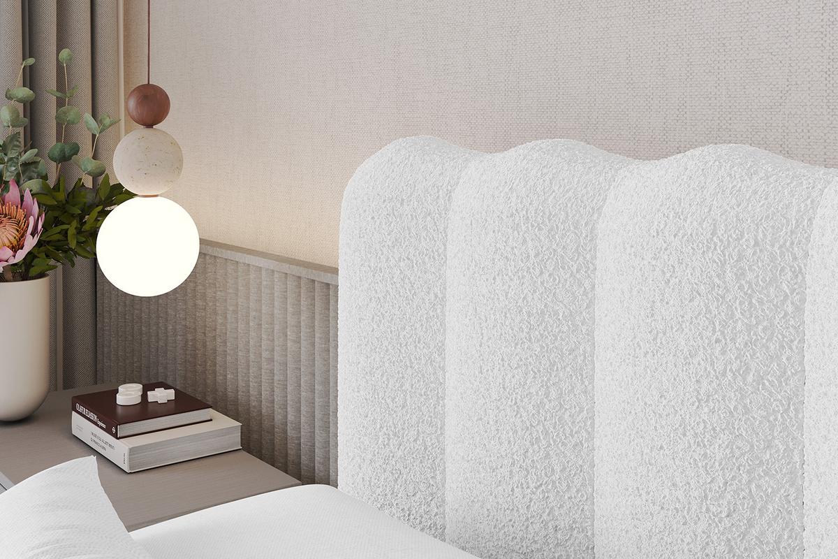 POLSTERBETT mit Bettkasten, Fußteil und Lattenrost, Bett mit Matratze H3/H4 - SORA-Z 180x200 Weiß - Weiß, Holzwerkstoff/Textil (180/200cm) - ALTDECOR