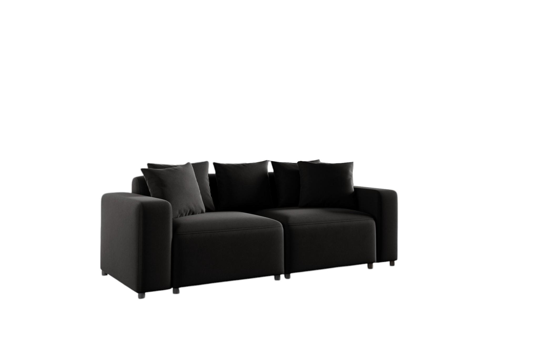 SOFA Megan 2-sitzer In Salvador - Schwarz, Holzwerkstoff/Textil (236/75/98cm) - Fun Möbel