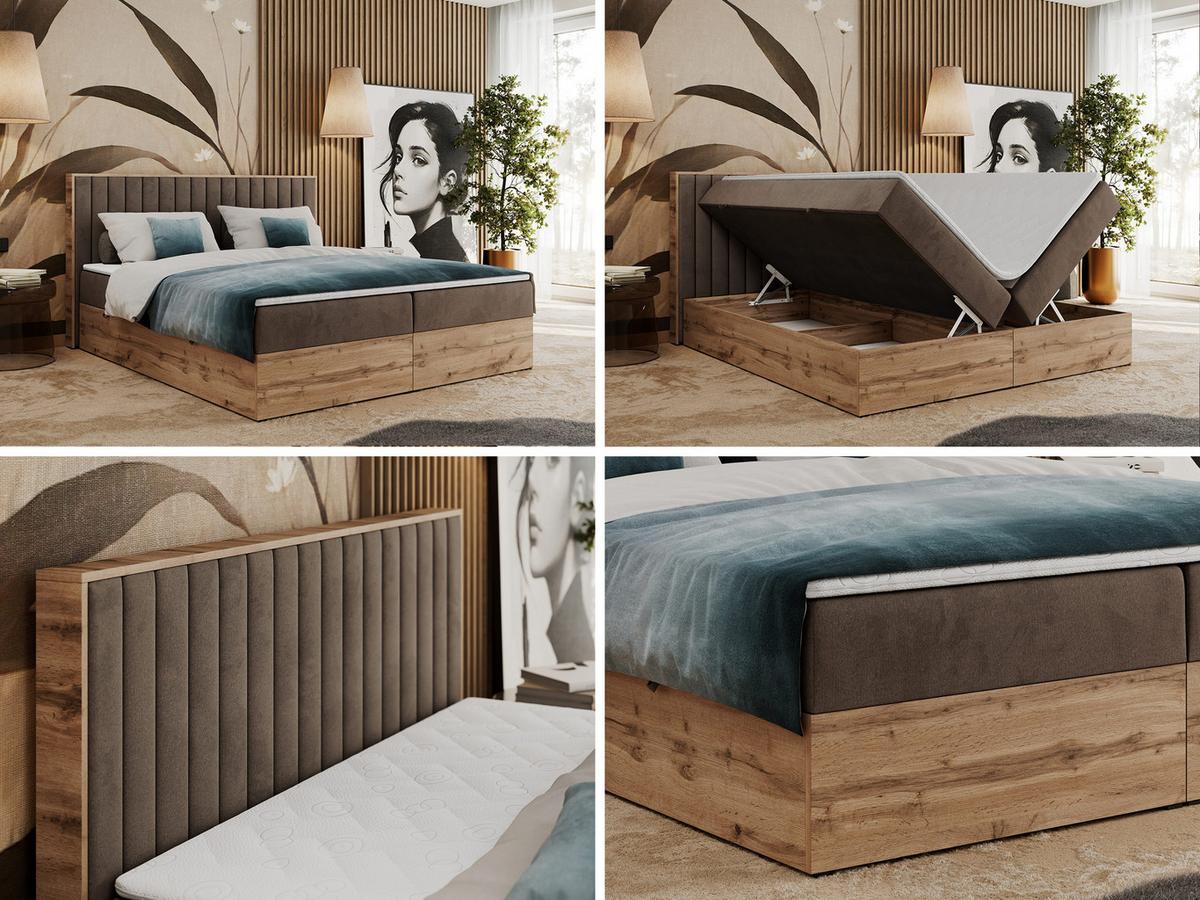 BOXBETT ALBERO 4 - 120/200 Braun Velvet - H4 - Braun, Holz/Textil (120/200cm) - MKS
