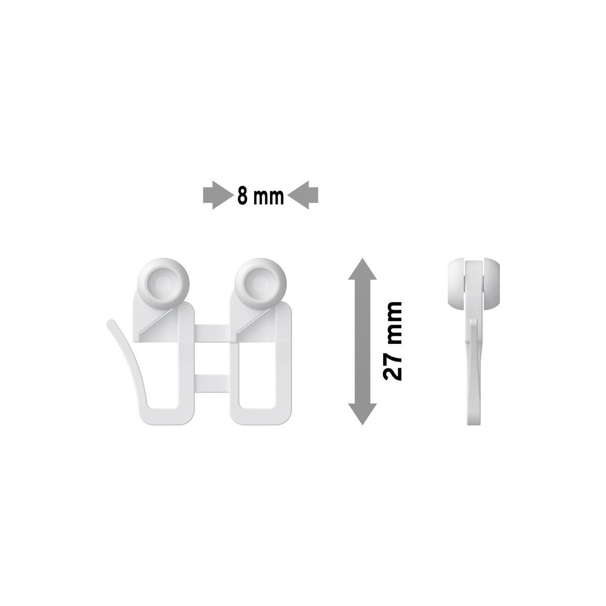 SCHLEUDERWAGEN MIT INNENLAUFROLLEN FÜR HOHLKAMMERSCHIENEN, Rollen Ø 8 mm, Packung 4 Stück - Weiß, Kunststoff (2.4/2.7/1cm) - INTERDECO