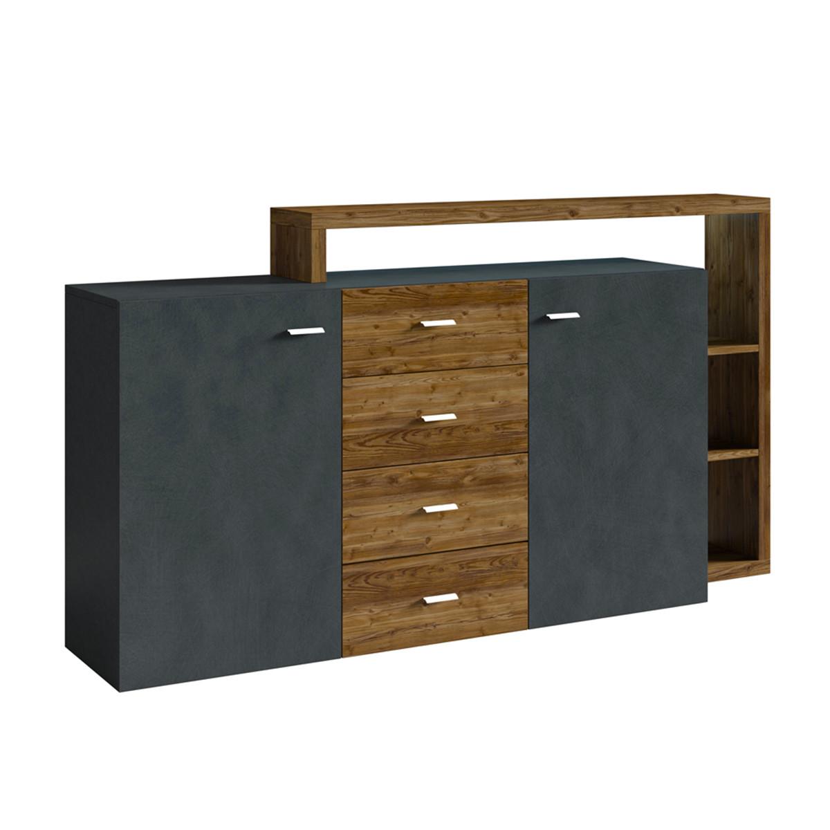 SIDEBOARD Ilyes Grau und Holz - Grau, Holzwerkstoff (180/98/37cm) - Petits-meubles
