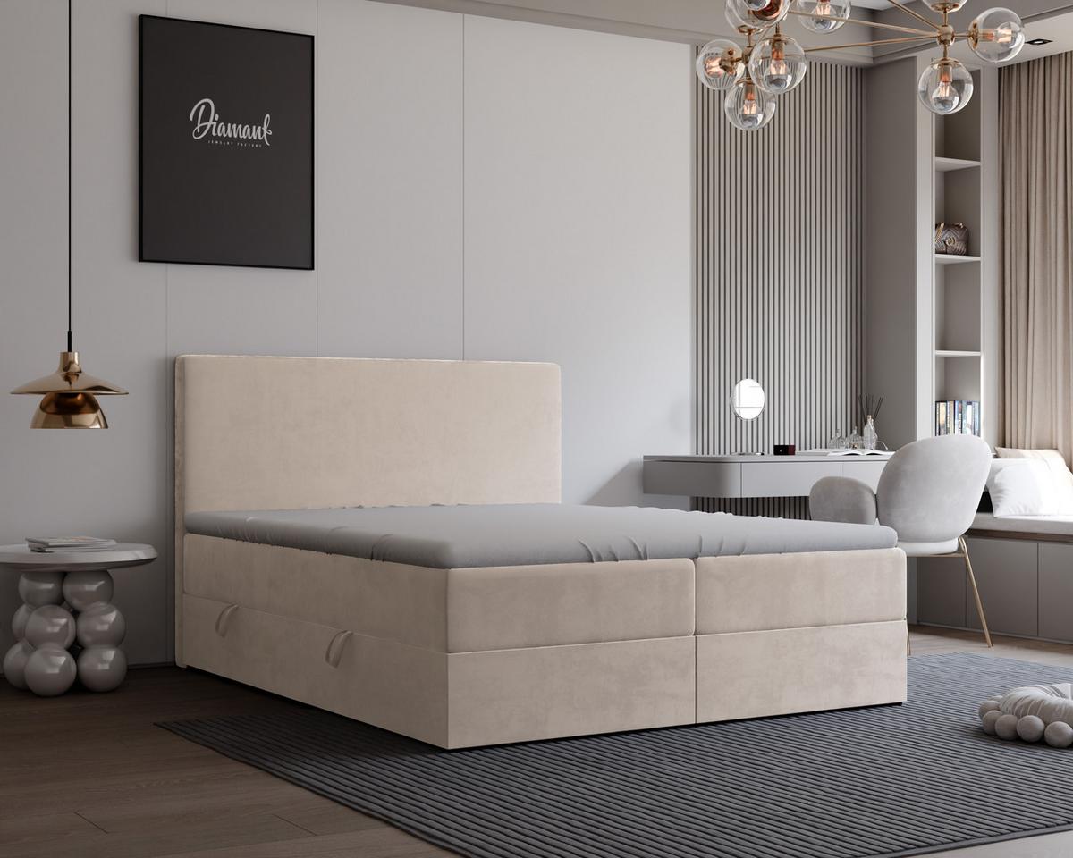 BOXBETT GIULIA 180/200 cm mit Matratze und Topper, Hellbeige - Beige, Textil (180/200cm) - Idohome