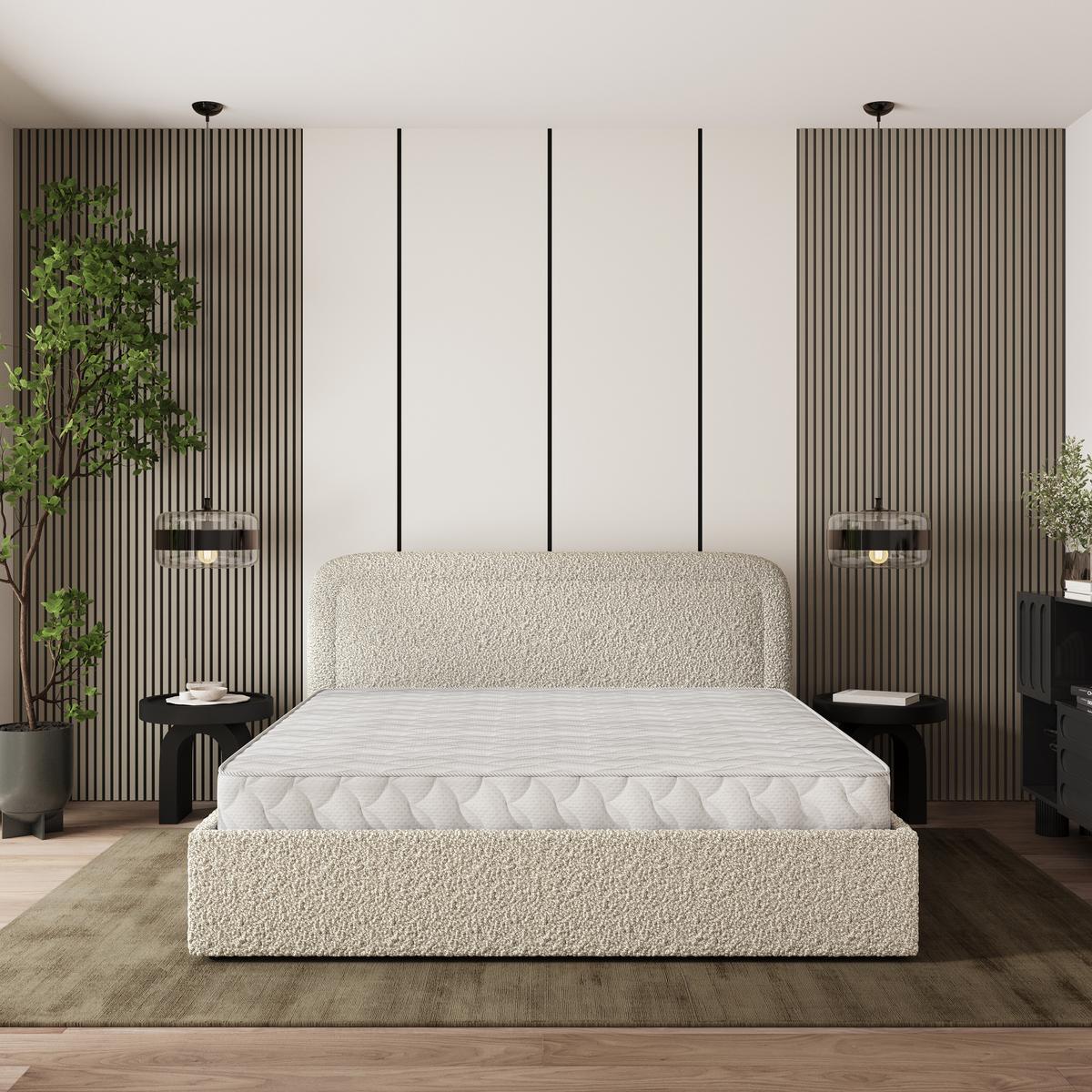 POLSTERBETT BENIRA Q 200x200 cm mit Bettkästen - Beige - Beige, Holz/Textil - MASSENO