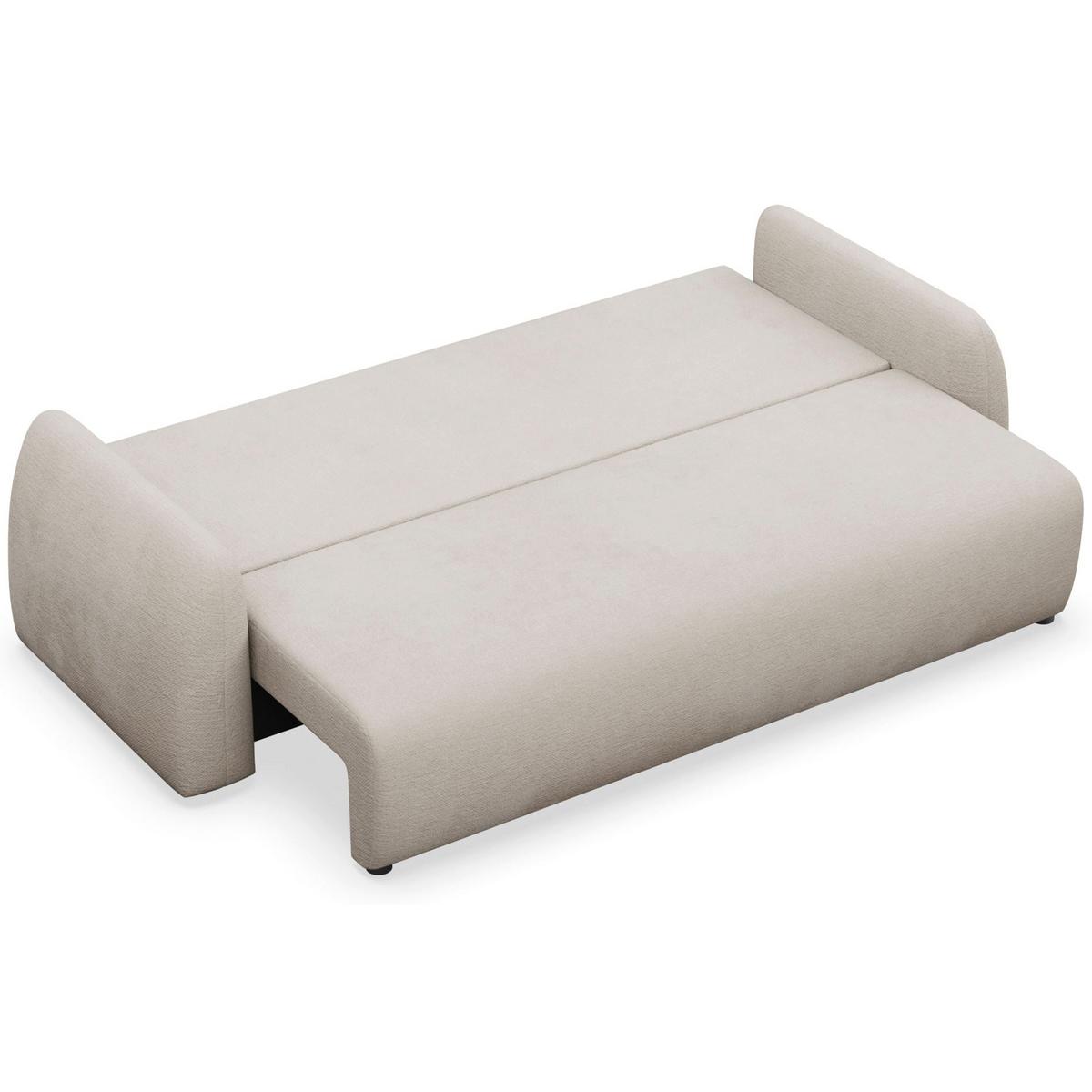 3-SITZER SOFA Nubelle Hellbeige Chenille-Bezug, wasserabweisend - Ecru/Schwarz, Kunststoff/Textil (244/85/93cm) - Selsey