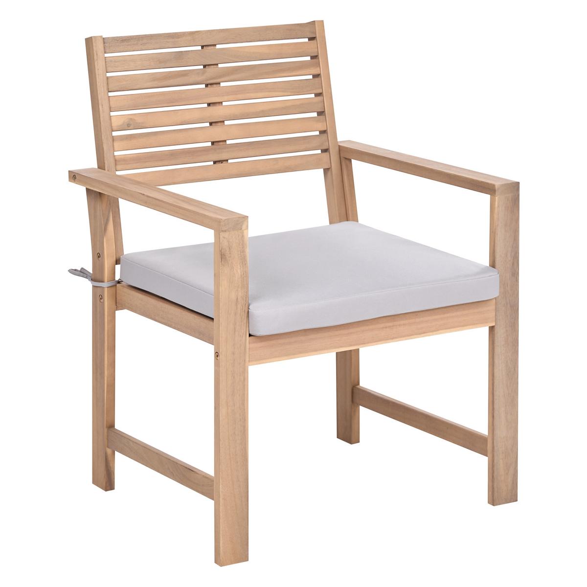 LOUNGE-SET mit Tisch 4-Sitzer zertifiziertes Akazienholz Grau Fiames - Dunkelgrau/Braun, Holz - Beliani
