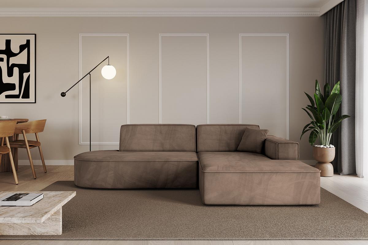 ECKSOFA Ottomane Rechts IREA-L1-v4 - 232x165x77 cm Braun - Braun, Holzwerkstoff/Textil (232/165cm) - ALTDECOR