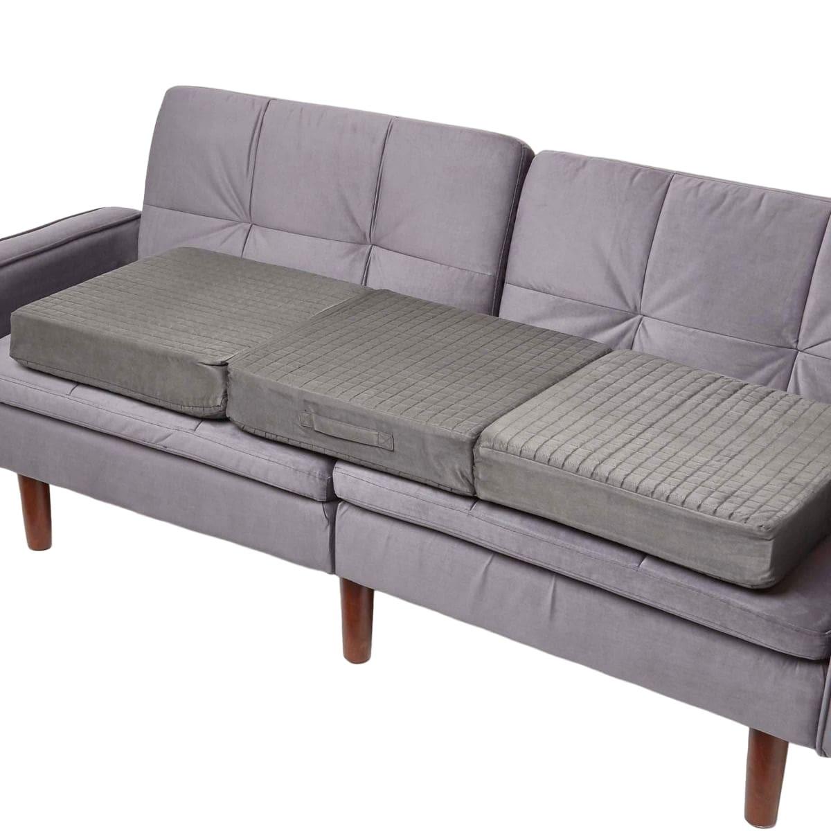 SOFA-AUFLAGE Velours grau 150/50/10 cm – langes Sitzkissen orthopädisch - Grau, Textil (150/50/10cm) - Homescapes