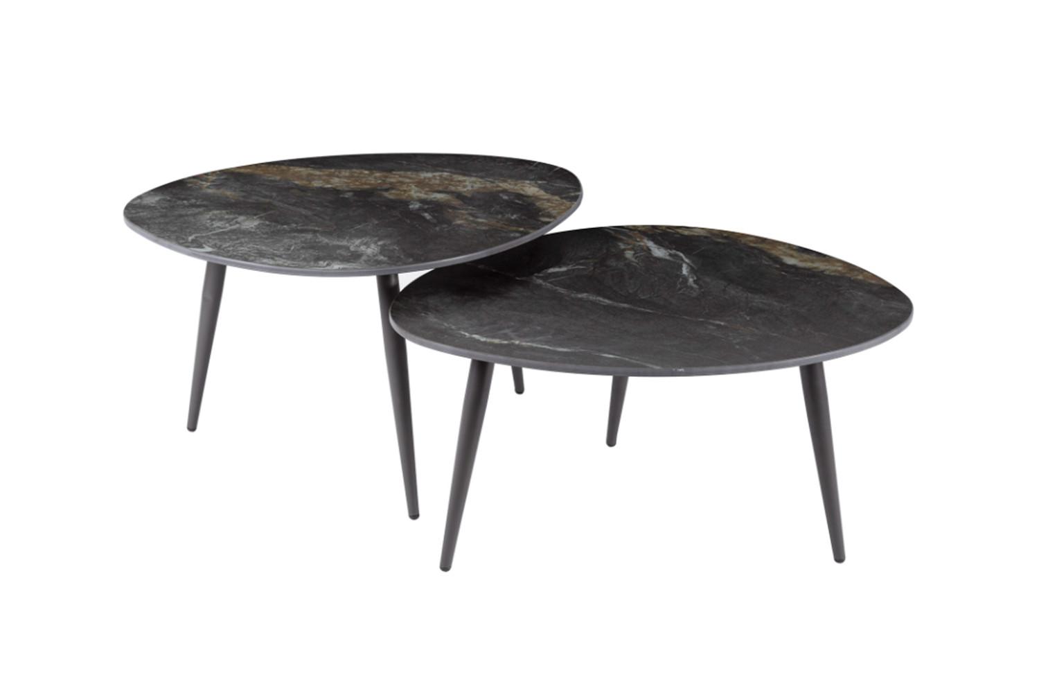 COUCHTISCH PONTE 2ER SET Schwarz Keramik - Schwarz, Keramik/Metall (58/70/40cm) - KAWOLA