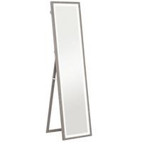 GANZKÖRPERSPIEGEL 40 x 160 cm Standspiegel mit LED-Lichte, 3 Lichtfarben, Grau - Grau, Glas (5/160/40cm) - HOMCOM