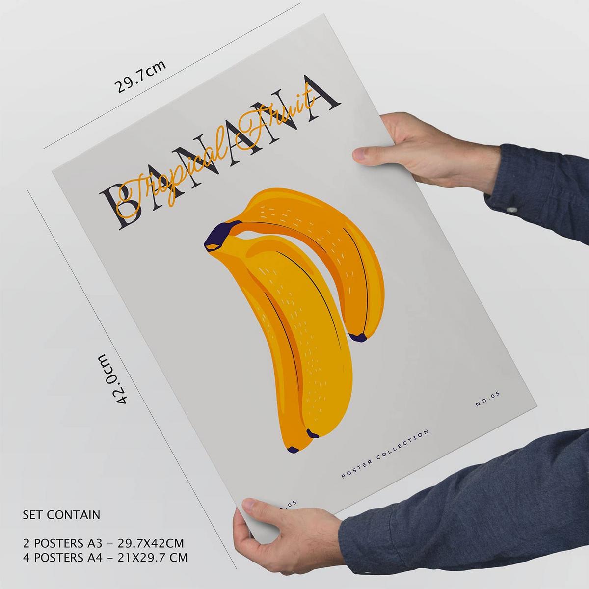 POSTER Set Mit 6 Lebensmittel Und Ernährungs Sommerfrüchte Natur Und Ernährungs Für Innenarchitektur A3 & A4 Rahmen Aus Hellem Holz - Beige, Papier (29/3cm) - Nacnic