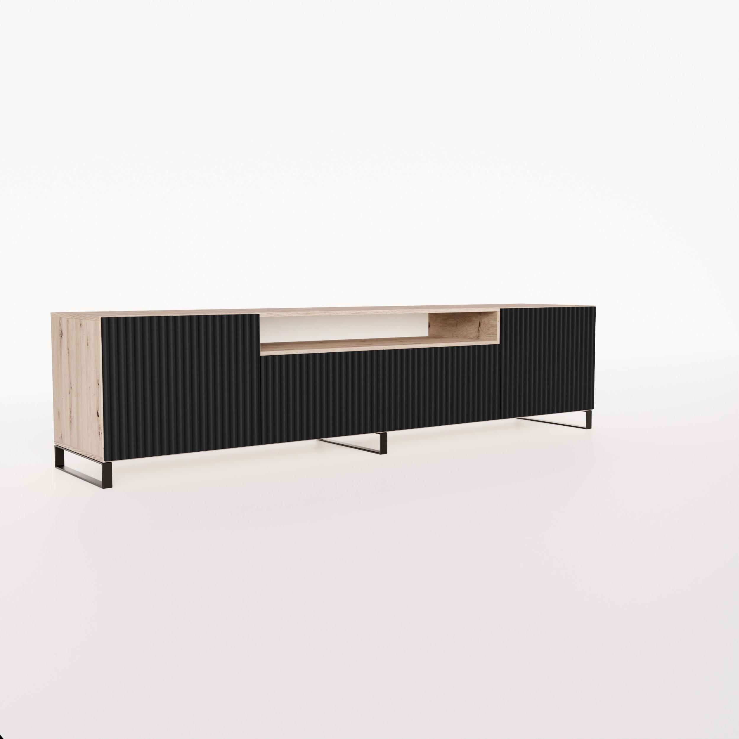 LOWBOARD VAREN 200/41/40 cm, Stand-TV-Schrank Eiche Artisan - Schwarz/Eiche Artisan, Holzwerkstoff (200/41/40cm) - MASSENO