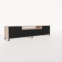 LOWBOARD VAREN 200/41/40 cm, Stand-TV-Schrank Eiche Artisan - Schwarz/Eiche Artisan, Holzwerkstoff (200/41/40cm) - MASSENO
