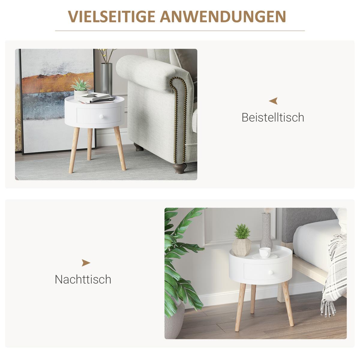COUCHTISCH, Kiefernholz, Weiß, 38 x 38 x 45 cm - Weiß, Holzwerkstoff (28/45/95cm) - HOMCOM