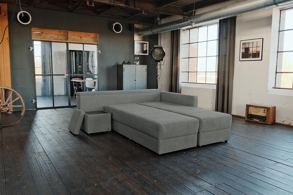 SCHLAFSOFA IDA Anthrazit Webstoff Mit Schlaffunktion - Anthrazit/Schwarz, Textil (287/229cm) - KAWOLA