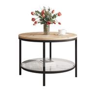 COUCHTISCH CANDY 60/42 cm runden, Schwarz / Artisan-Eiche - Schwarz/Eiche Artisan, Glas/Metall (60/60/42cm) - Idohome