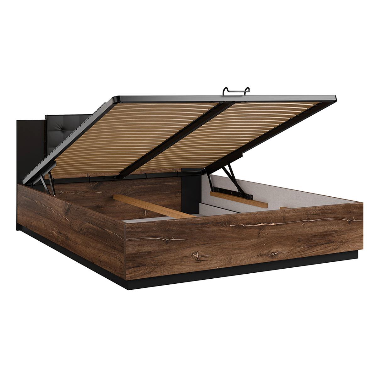 BOXBETT 160/200 Alec Dunkles Holz und Schwarz - Schwarz, Holzwerkstoff (160/200cm) - Petits-meubles