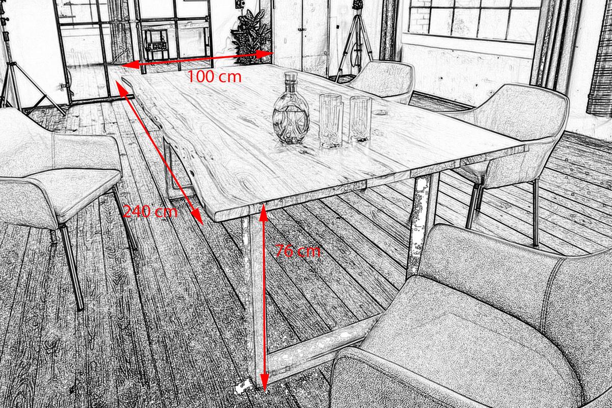 ESSTISCH LORE Holz Akazie - Nussbaumfarben/Schwarz, Holz/Metall (100/240/78cm) - KAWOLA