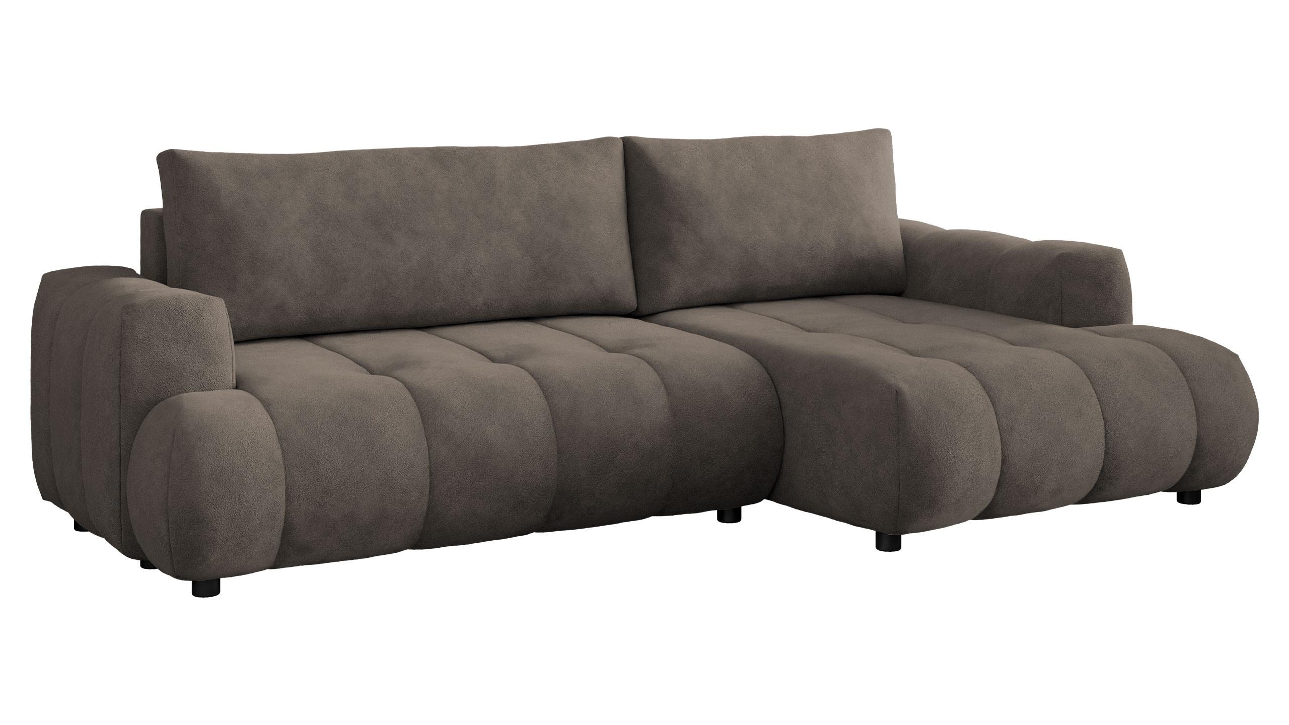 ECKSOFA Haiti, Seite: Rechts 2R+LC - Schwarz/Braun, Holz/Textil (276/156cm) - MIRJAN24