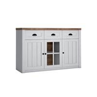 SIDEBOARD Léandre Weiß und Holz - Weiß, Holzwerkstoff (130.2/87.3/43.3cm) - Petits-meubles