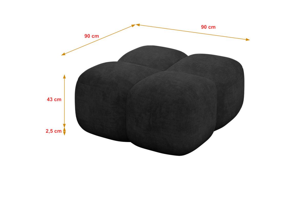 POUF Miko-Puf 90x90x45 cm Schwarz Velours Modular Sitzhocker - Schwarz, Holzwerkstoff/Kunststoff (90/43/90cm) - ALTDECOR