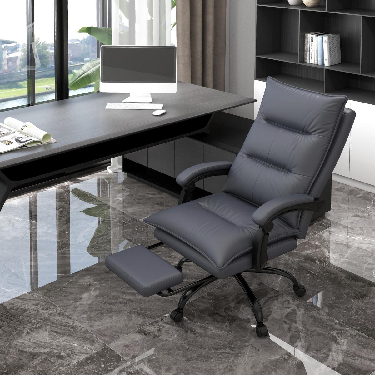 MASSAGE-BÜROSTUHL, Polyester, Schaumstoff, MDF, Stahl, Dunkelgrau - Dunkelgrau, Kunststoff (74/121.5/66cm) - Vinsetto