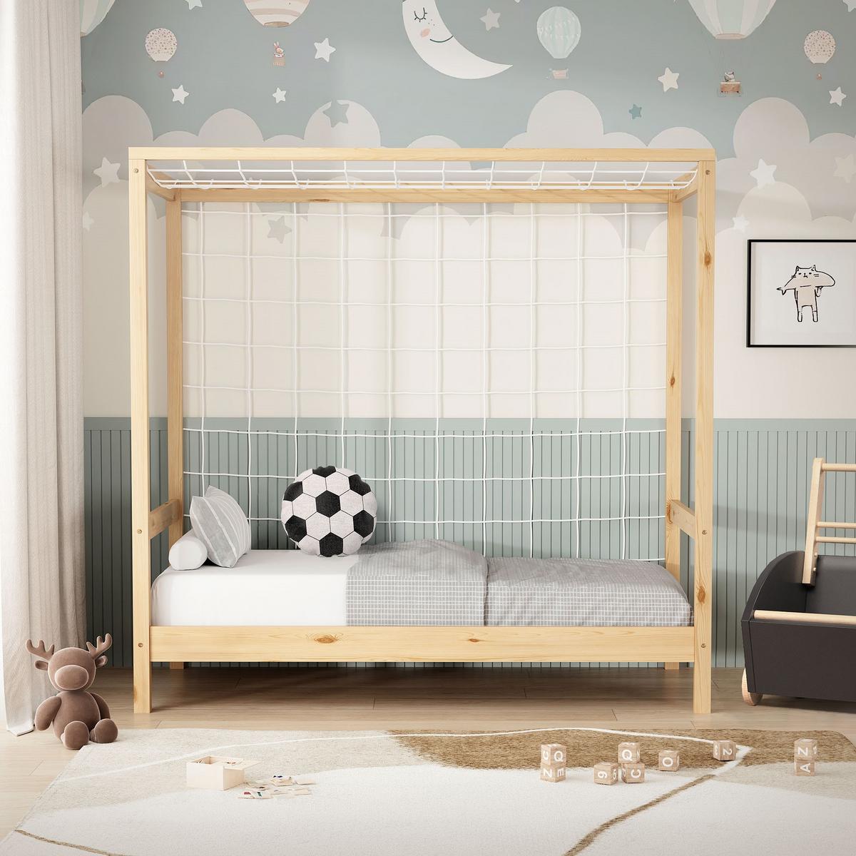 KINDERBETT Fußballtor 70x140 cm Natur - Hellbraun, Holz (70/140cm) - ML-DESIGN