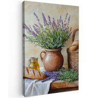 LEINWANDBILD Lavendel - Brot - Stilleben Deko Wohnzimmer 20x30 cm - Flieder, Textil (20/30cm) - MuchoWow