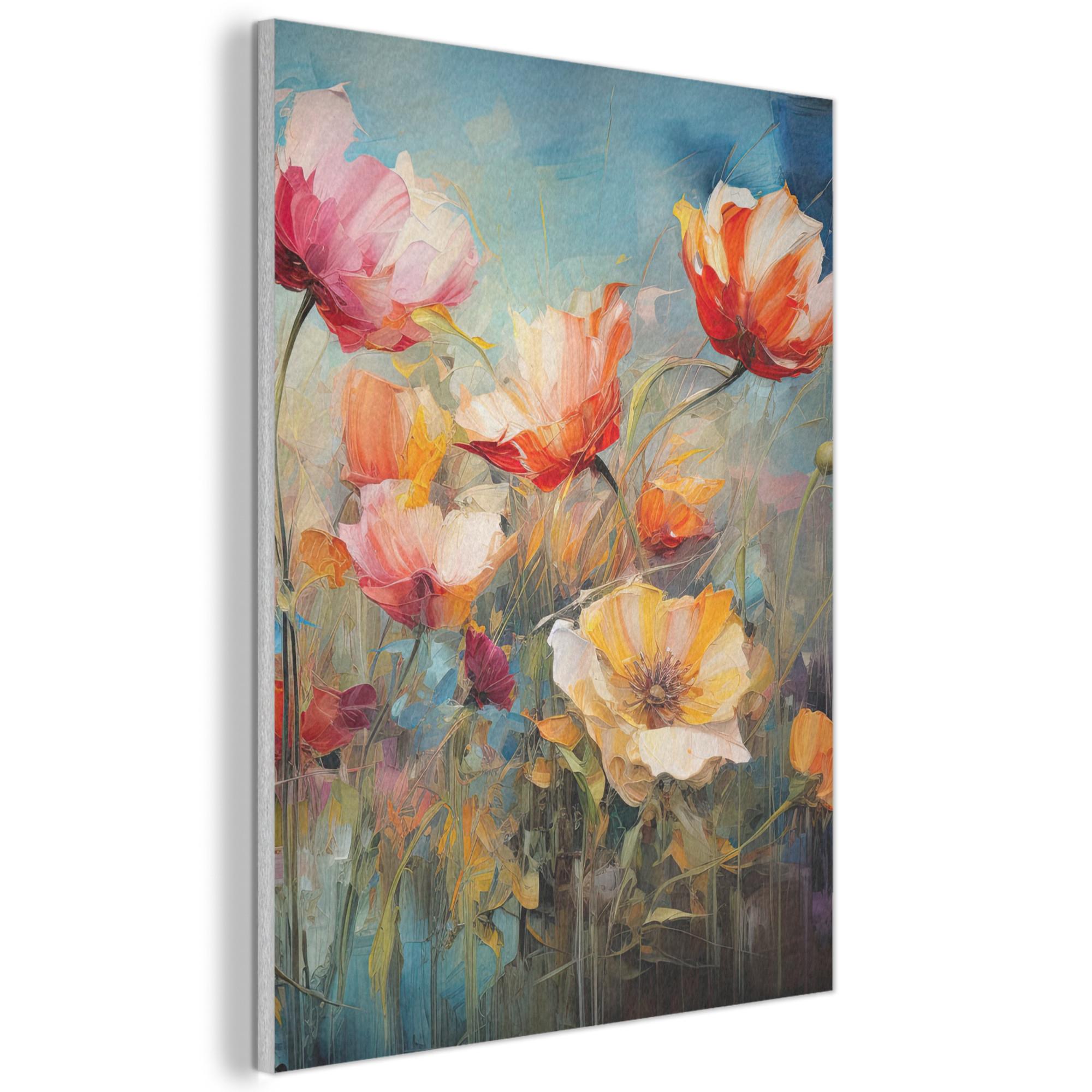 AKUSTIKBILD Blumen - Aquarell - Kunst - Botanisch - Natur Wanddeko 70x100 cm - Orange, Kunststoff (70/100/0.9cm) - MuchoWow