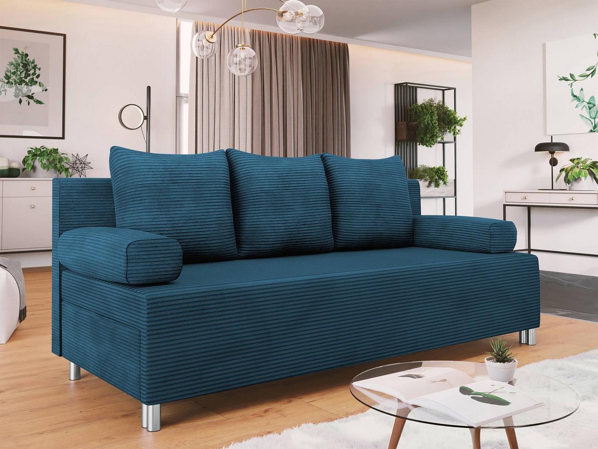 SCHLAFSOFA Dover Cord - Blau/Chromfarben, Holz/Kunststoff (192/86/80cm) - MIRJAN24