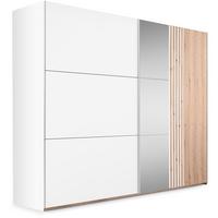 SCHWEBETÜRENSCHRANK Soria mit 2 Türen und Spiegel, 250 cm, Weiß+eiche Wotan - Eiche Wotan/Weiß, Holzwerkstoff (250/215/65cm) - Beautysofa