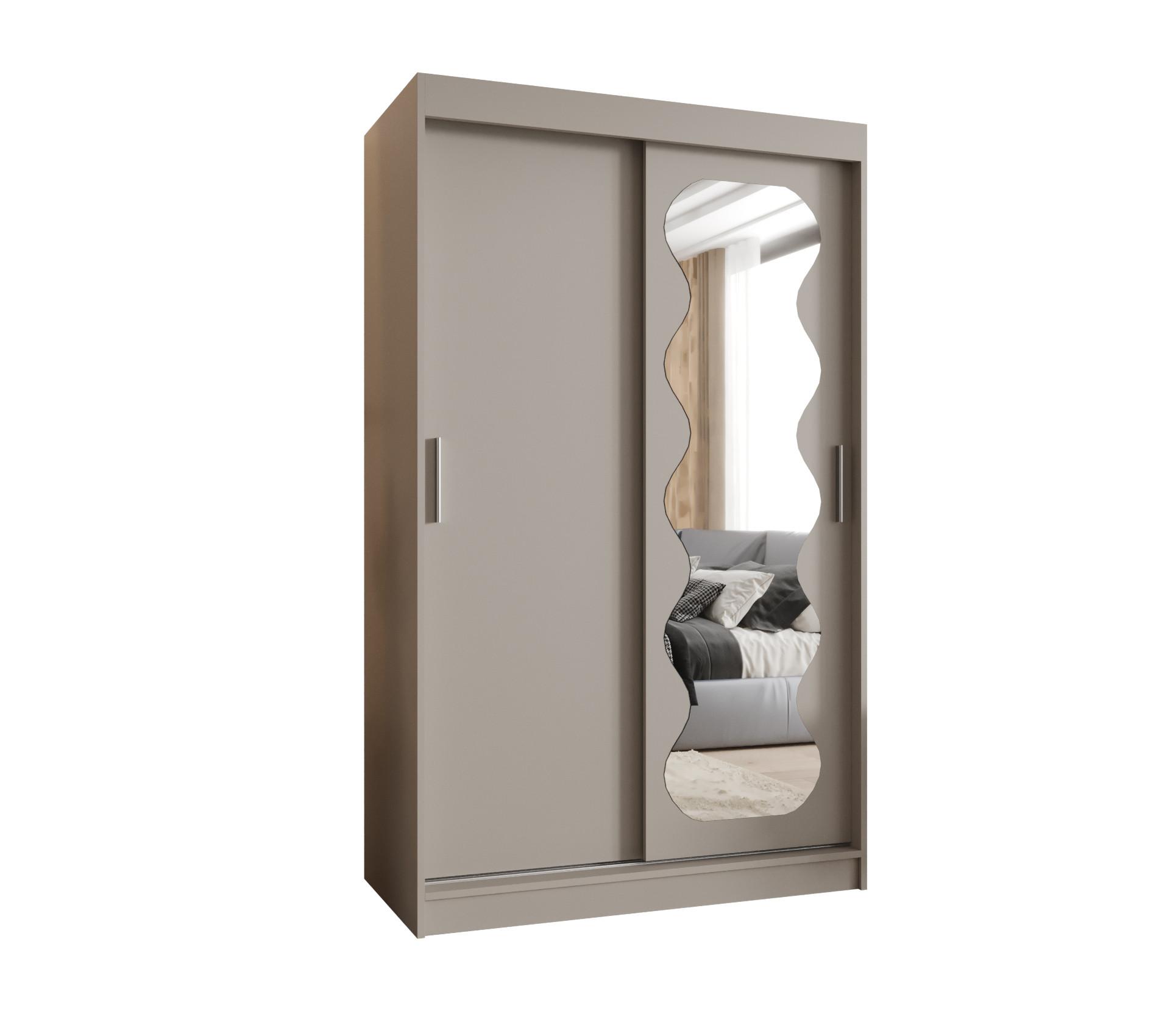 SCHIEBETÜRENSCHRANK mit Spiegel SPOTI 200/120/62 2-türig - Kaschmir/Silberfarben, Holz (120/200/62cm) - MÖBEL KRYSPOL