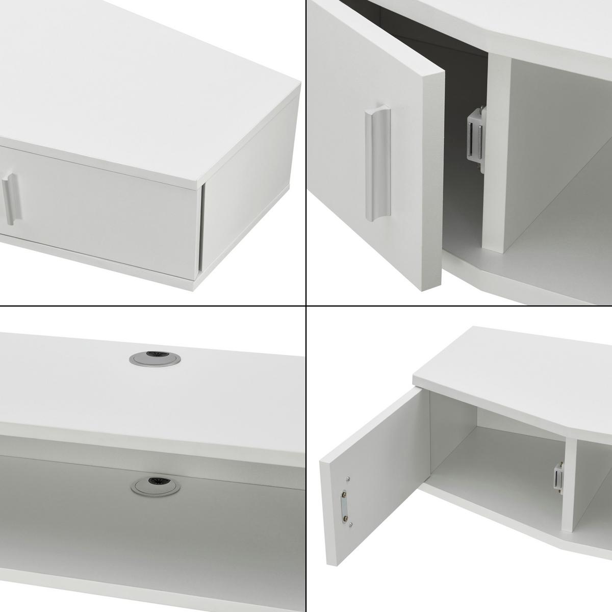 TV-WANDREGAL Tørring - Weiß, Holzwerkstoff (110/17.5/30cm) - [en.casa]