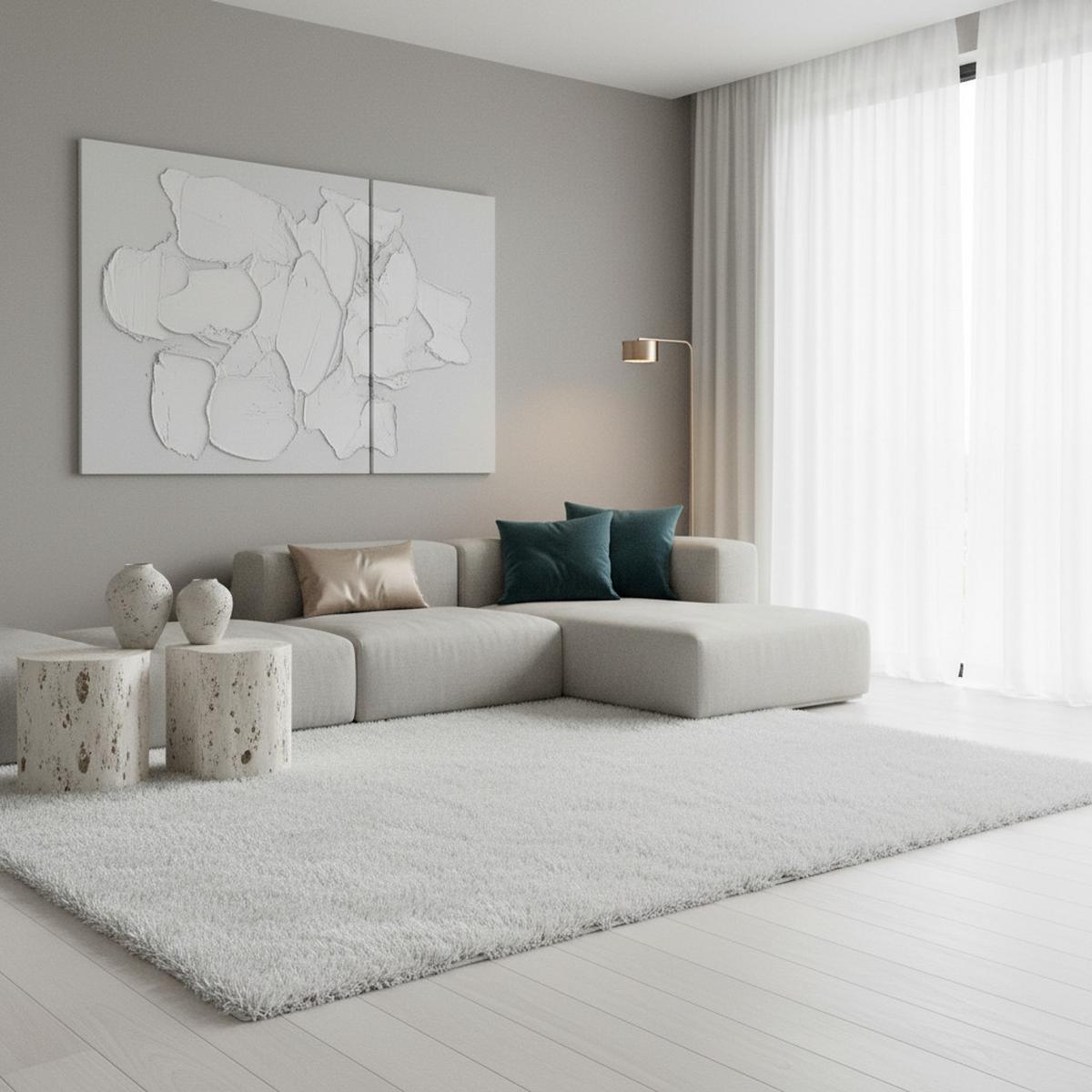HOCHFLORTEPPICH SALZACH, einfarbig, Weiß, 80 x 150 cm - Weiß, Textil (80/150cm) - KADIMA DESIGN