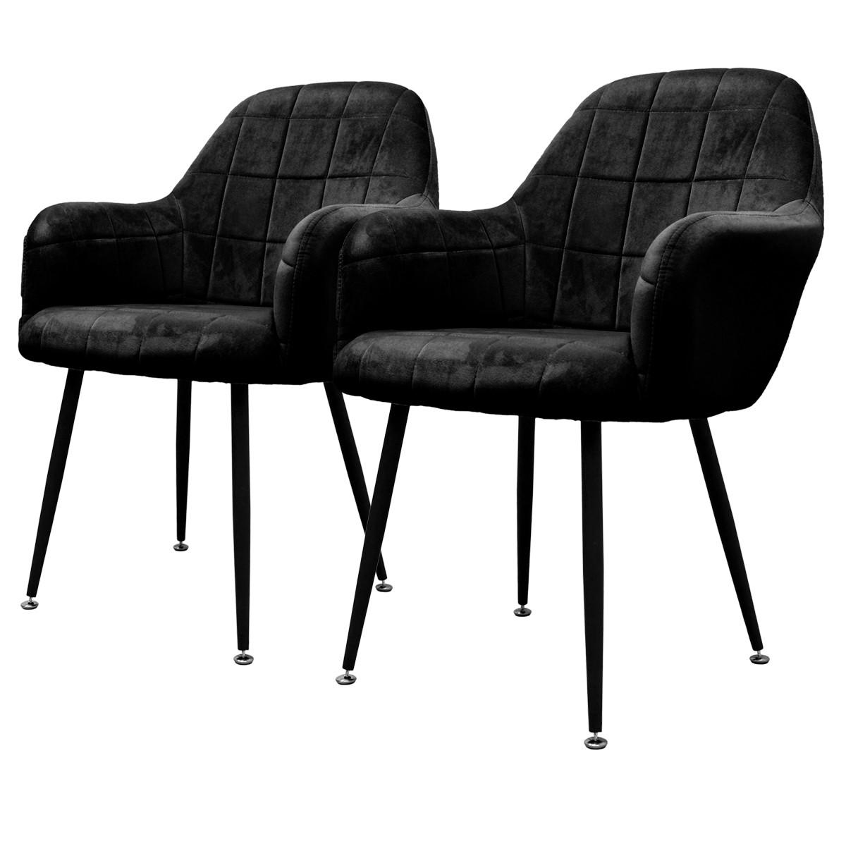 ESSZIMMERSTUHL 2er Set Schwarz Samt - Schwarz, Textil/Metall (60/84/58cm) - ECD-Germany