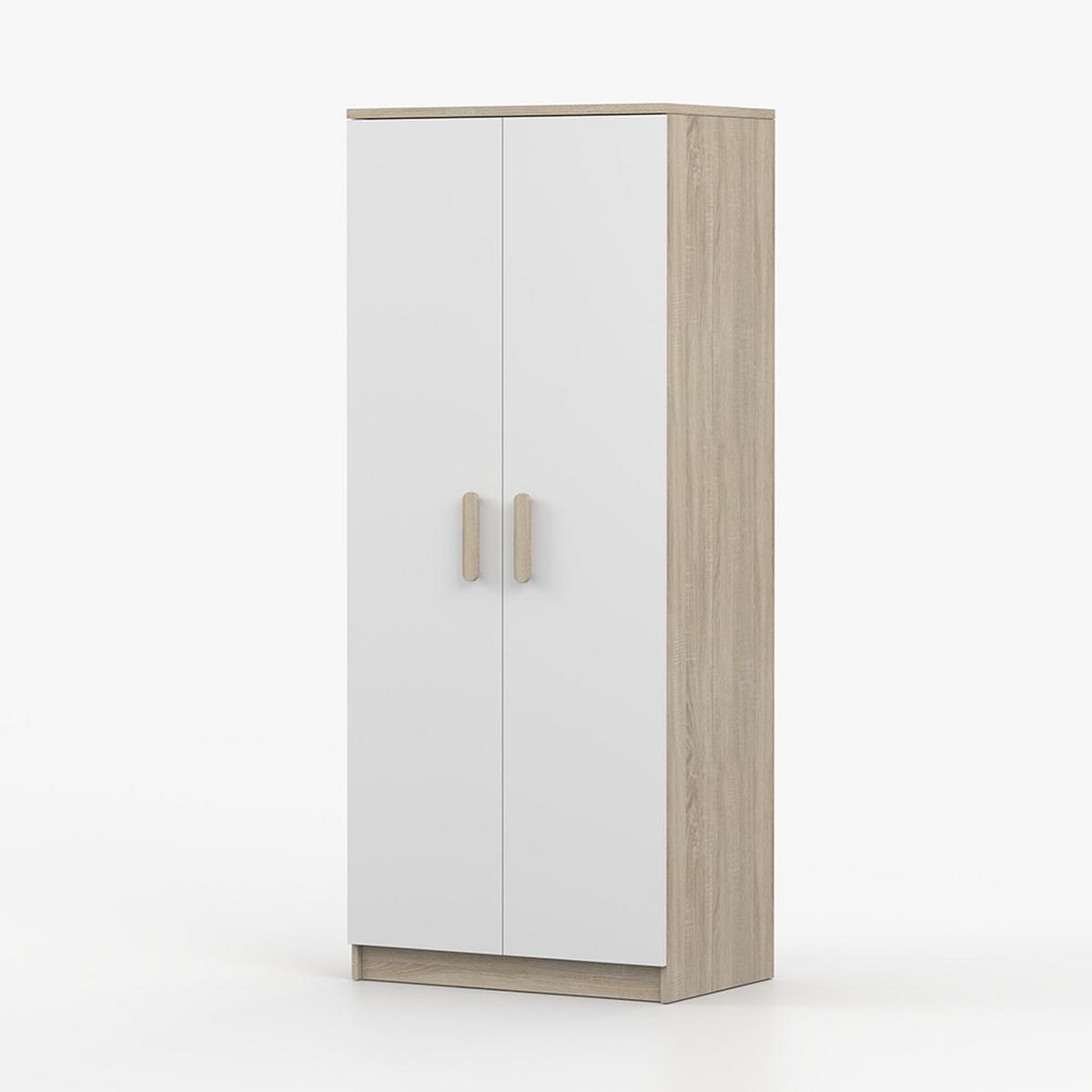 DREHTÜRENSCHRANK 80/192/50 cm 2-türig Jonas III 06 Sonoma Eiche/Weiß + sonomaeichefarbene Griffe - Weiß/Sonoma Eiche, Holz/Holzwerkstoff (80/192/50cm) - imoebel24